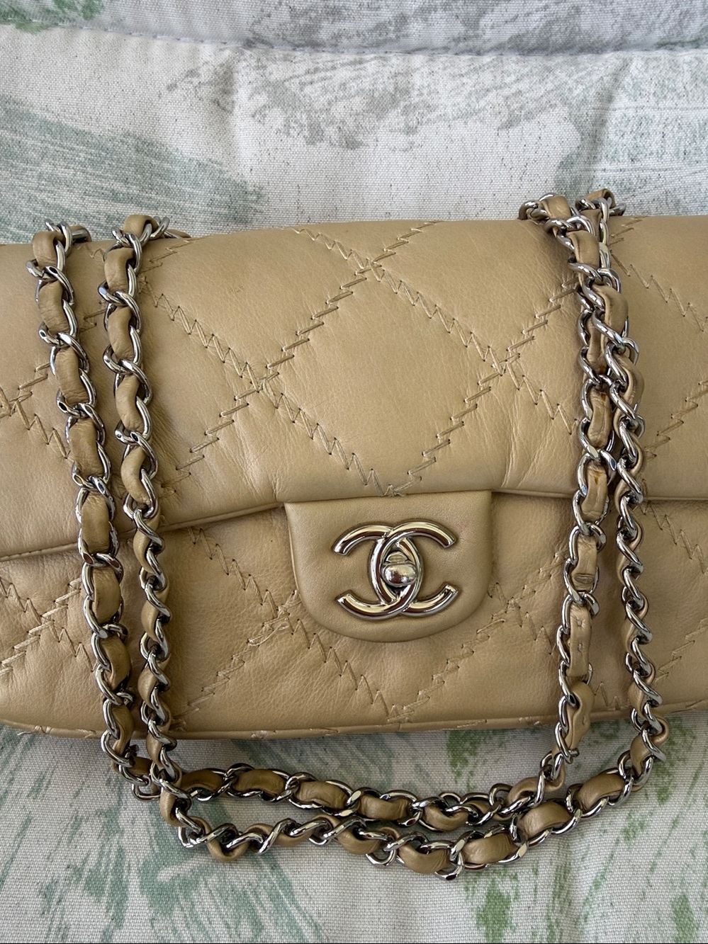 Chanel Tan Leather Ultimate Stitch Flap Silver Hardware